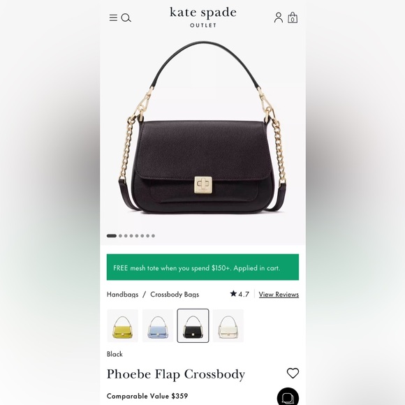 Kate Spade Phoebe Leather Flap Black Shoulder Crossbody Bag (Tag inside) BNWT - Picture 1 of 9